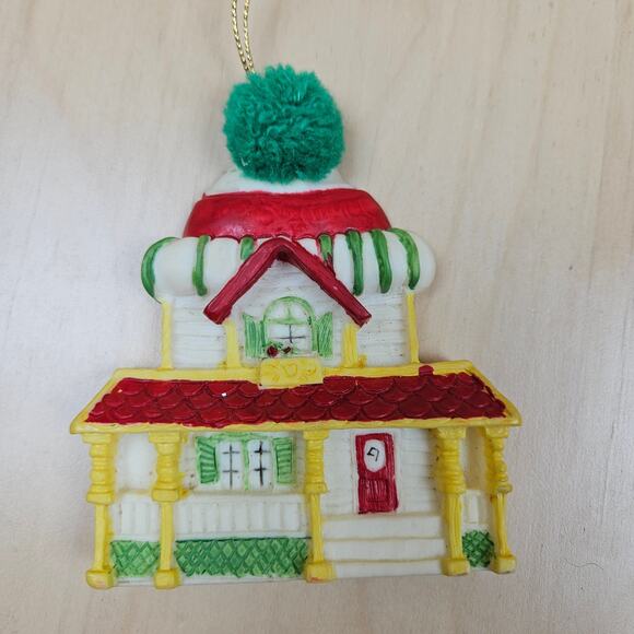 Christmas Village Ornaments 5 Holiday, Assorted Buildings 4" Tall Red Green - Picture 7 of 8
